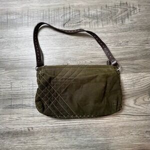 GAP Shoulder Bag Womens Small Olive Green Corduroy Quilted Whipstitch Vintage